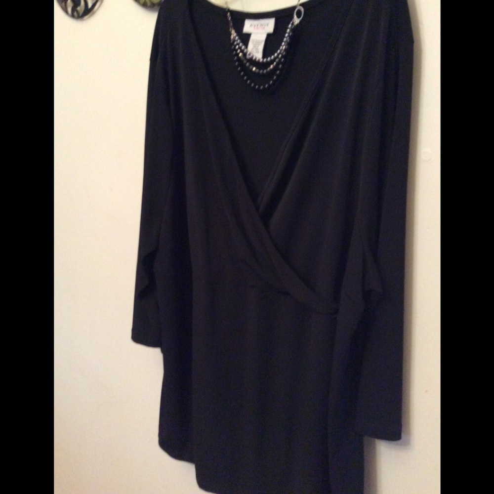 Avenue Sleek Wrap Stretch Knit Empire Bodice Top - Picture 5 of 5